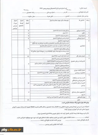 فرم امتیازات فارغ التحصیلان