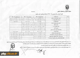 تقویم آموزشی سال تحصیلی ۹۸–۱۳۹۷ دانشگاه فرهنگیان